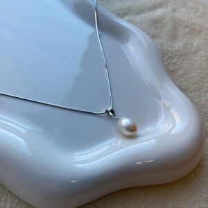 Freshwater Pearl Sterling Silver Necklace, Cultured Pearl Necklace, Wedding